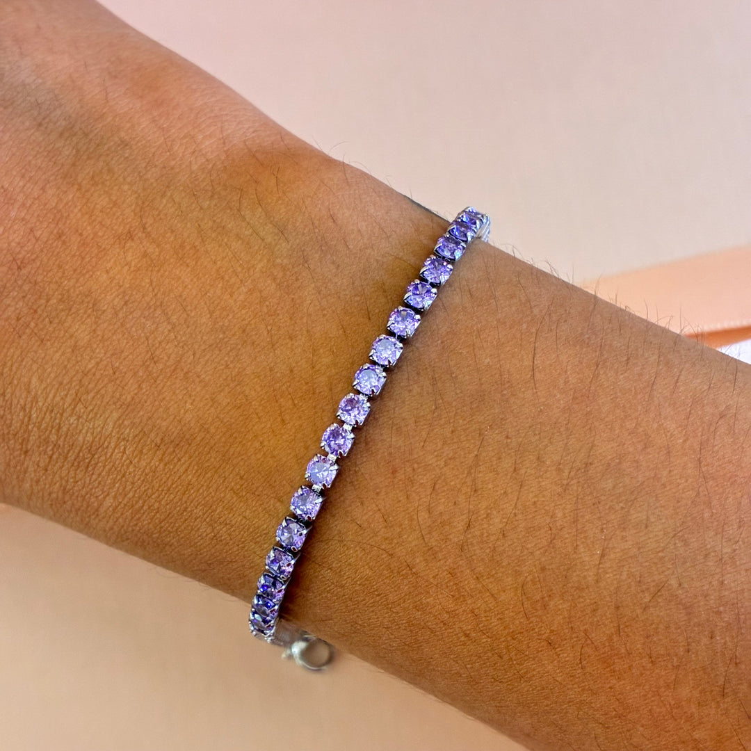 Lilac silver stainless steel bracelet