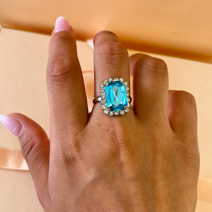 Turquoise preciosa crystal ring