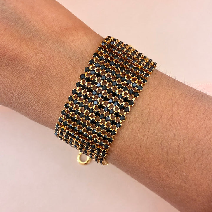 10 Rows Black Preciosa crystals bracelet