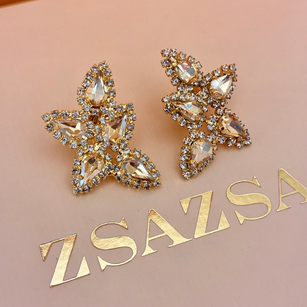 Champagne teardrops Swarovski crystals set