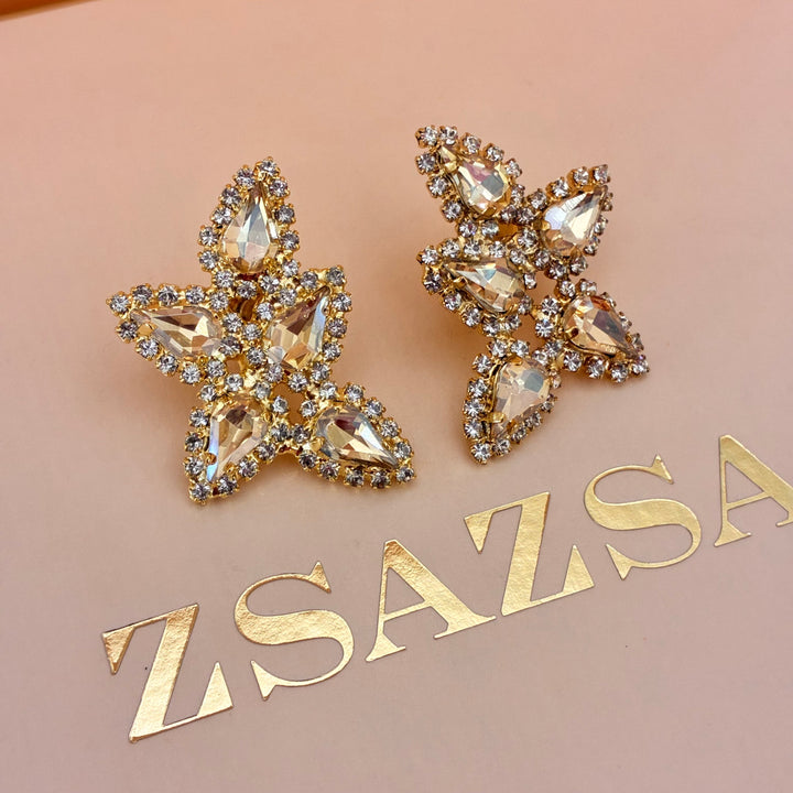 Champagne teardrops Swarovski crystals set