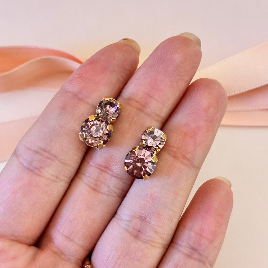 Mauve Preciosa crystals gold plated set