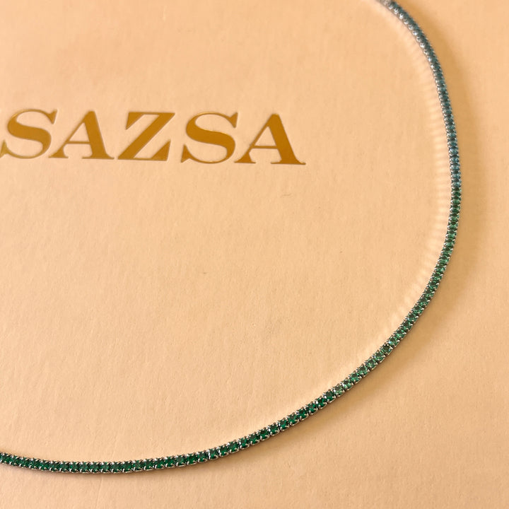 Gradient green zircone necklace and bracelet