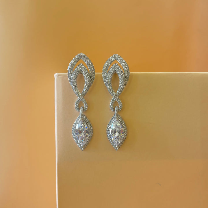 Silver zircone marquise earrings