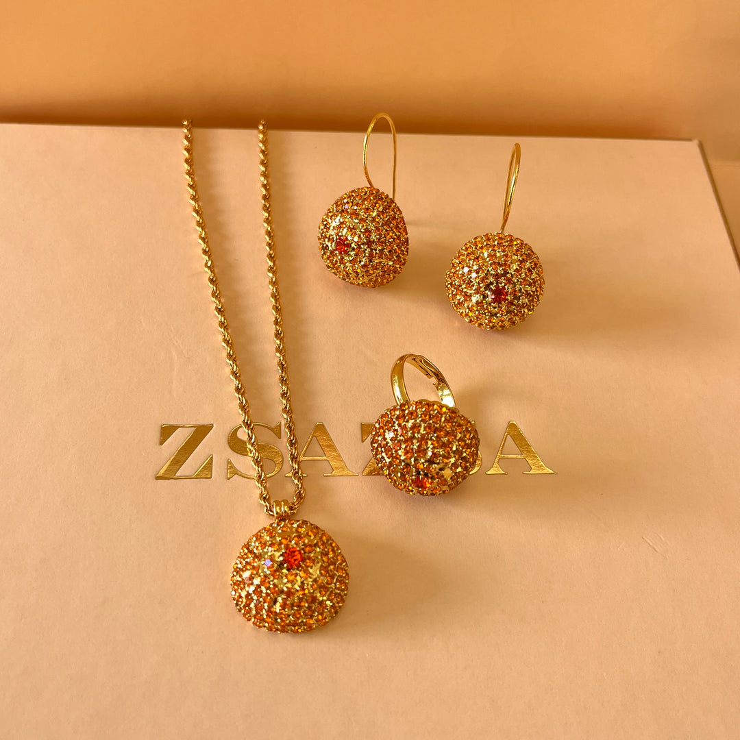 Orange Half of ball Swarovski crystal set