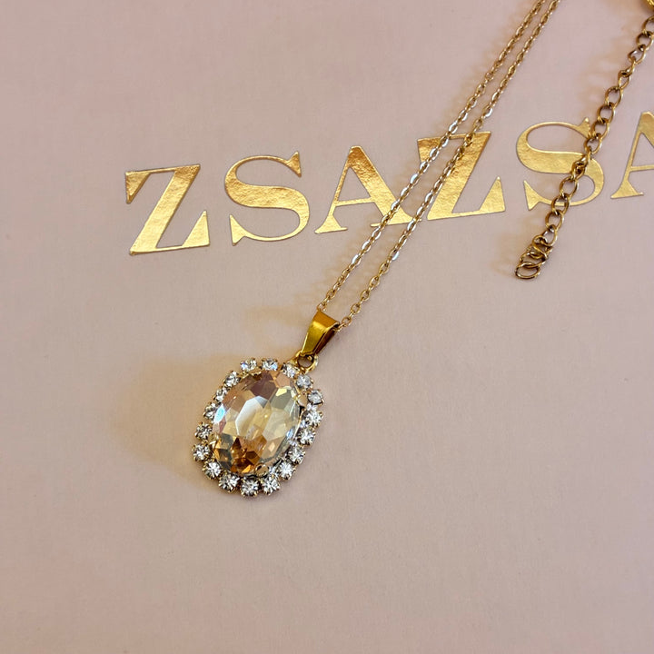 Champagne Oval gold plated pendant set