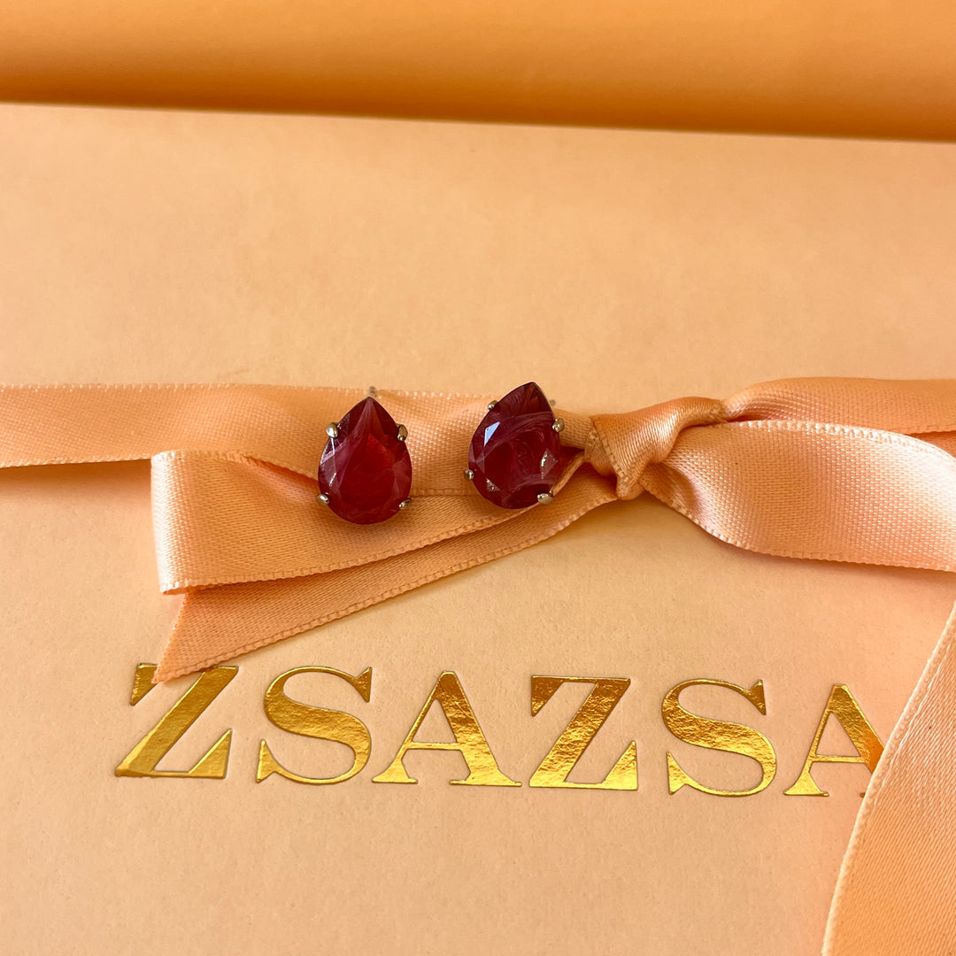 Magenta teardrop Swarovski Crystals set