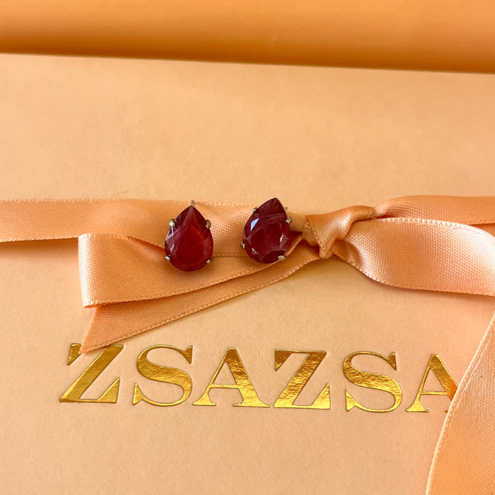 Magenta teardrop Swarovski Crystals set