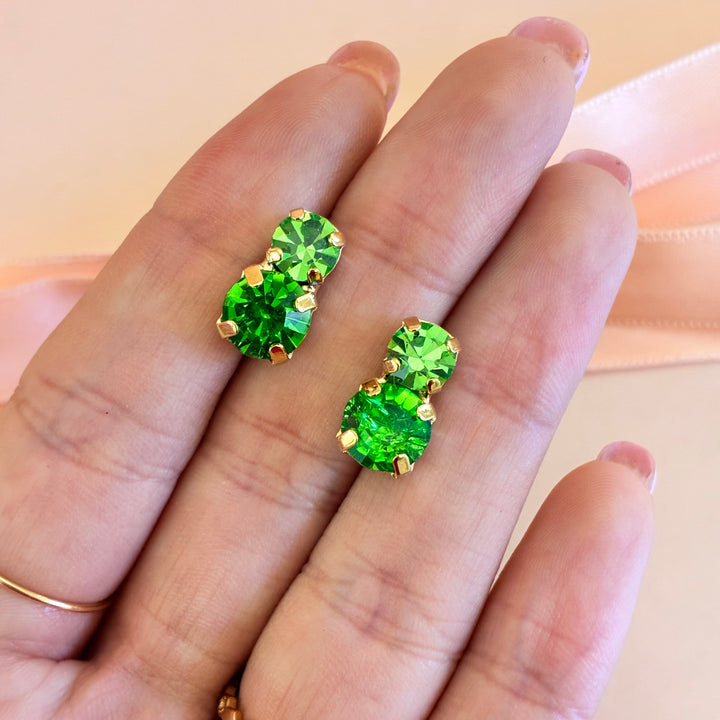 Green Preciosa crystals gold plated set