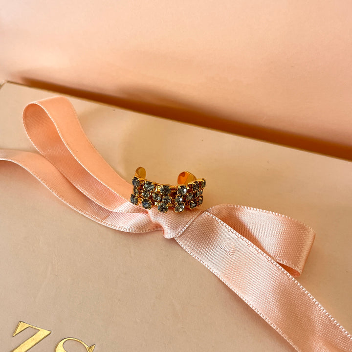 Grey preciosa crystals open band ring