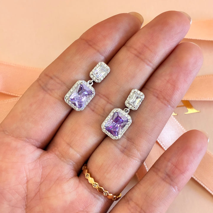 Lilac rectangular zircone pendant set