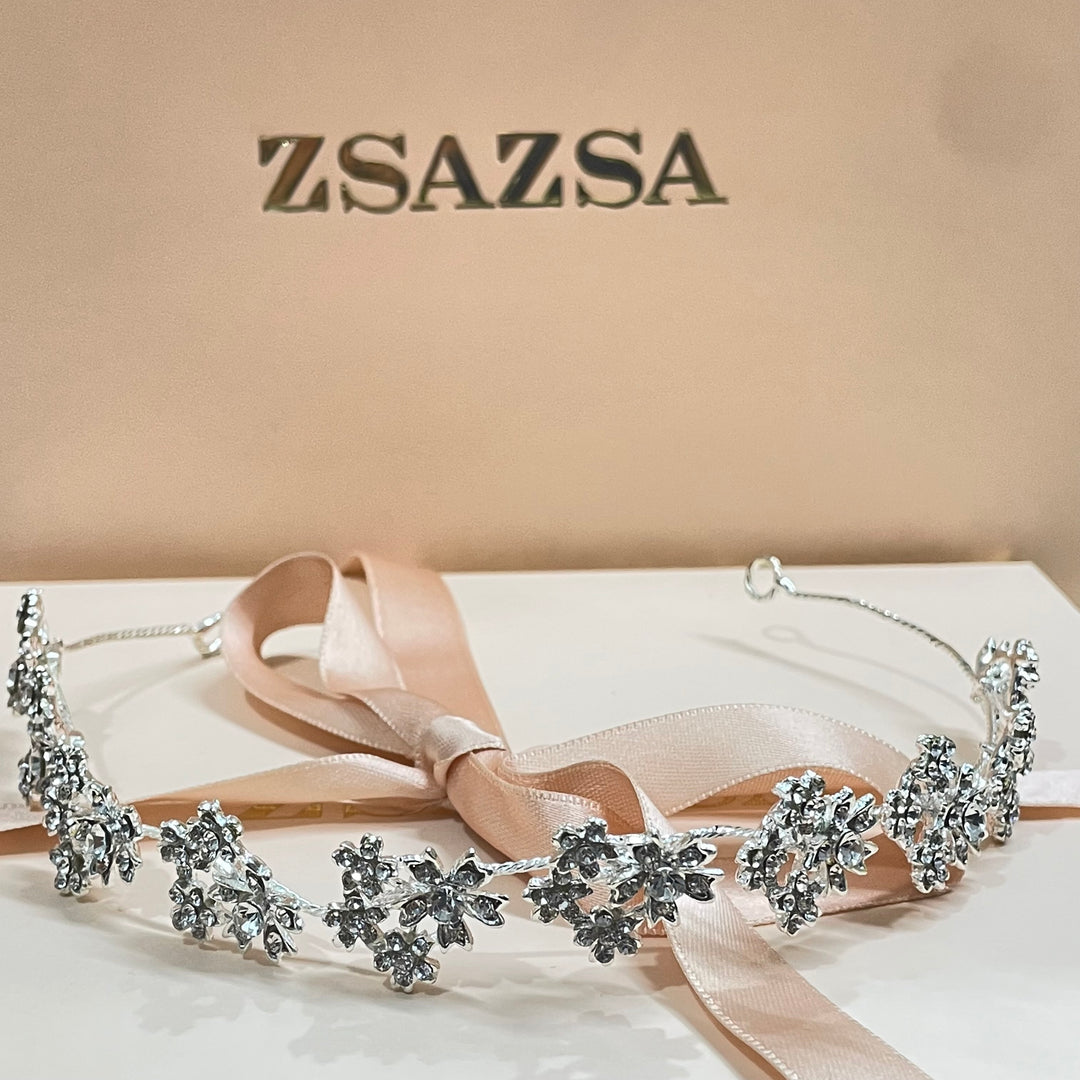 Silver flower cluster headpiece