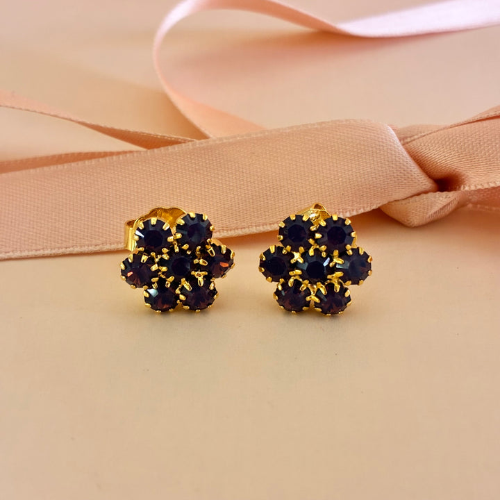 Flower purple preciosa crystals gold plated set