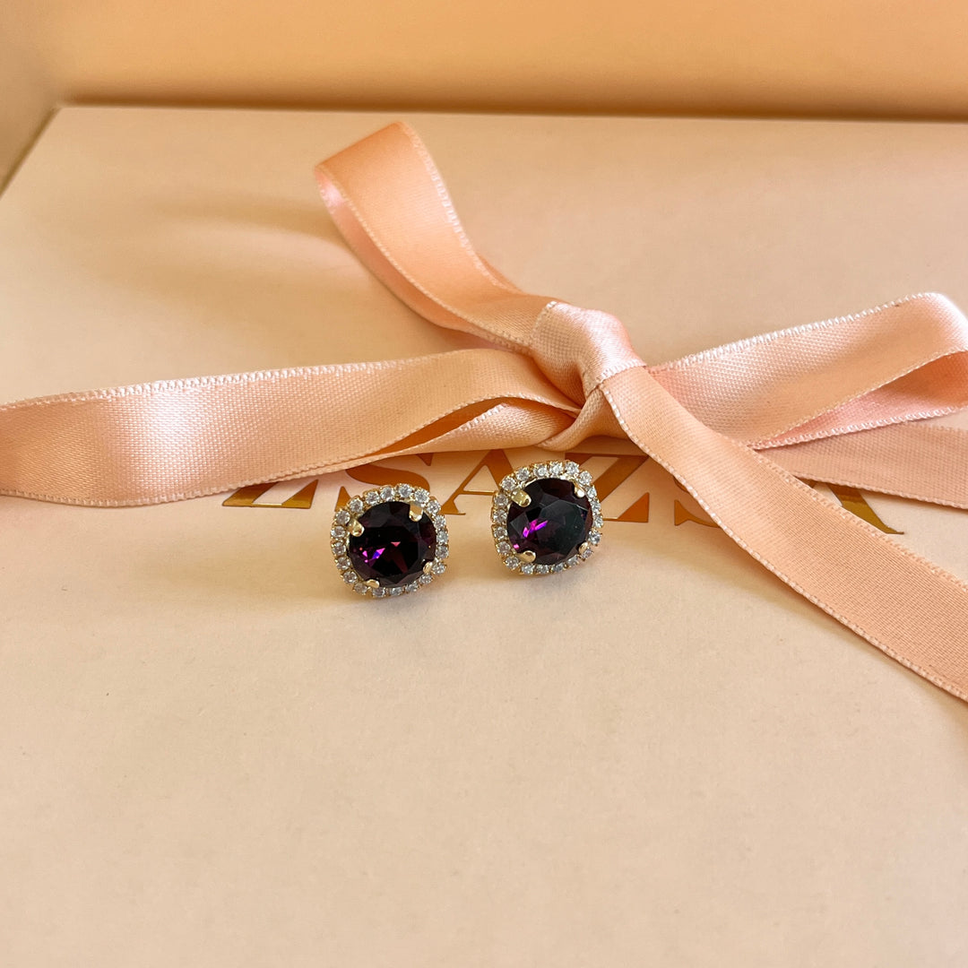 Purple Swarovski crystals studs