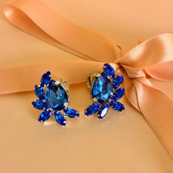 Royal blue Swarovski crystal silver set