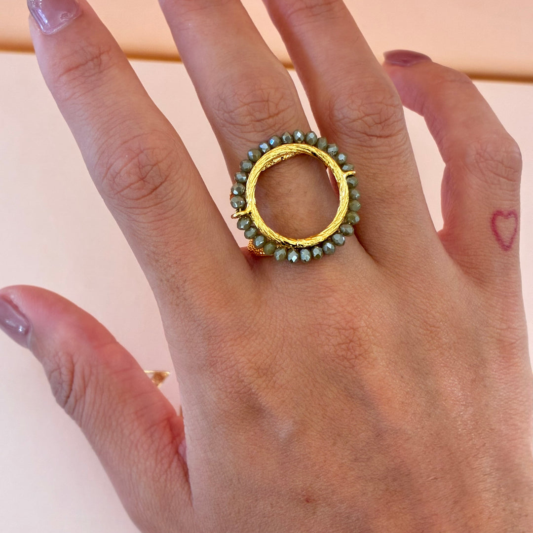 Handmade olive green beaded set