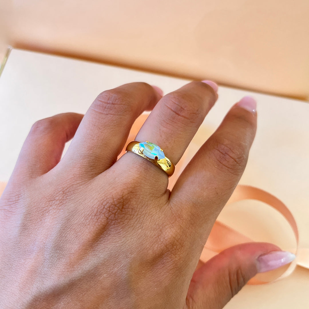 Light blue marquise Swarovski crystal ring