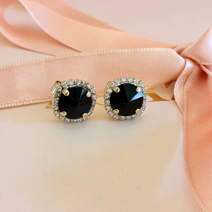 Black Swarovski crystals studs