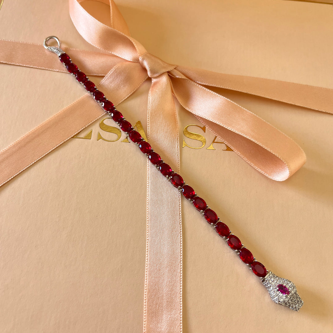 Red zircone snake necklace and bracelet