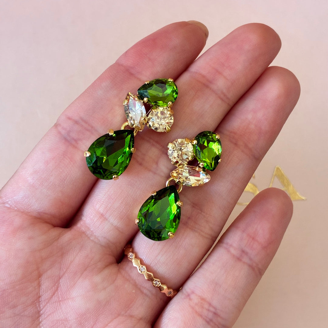 Teardrop Swarovski crystals gold plated set