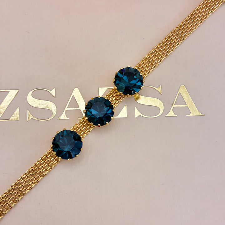 Navy blue Preciosa crystals gold plated set
