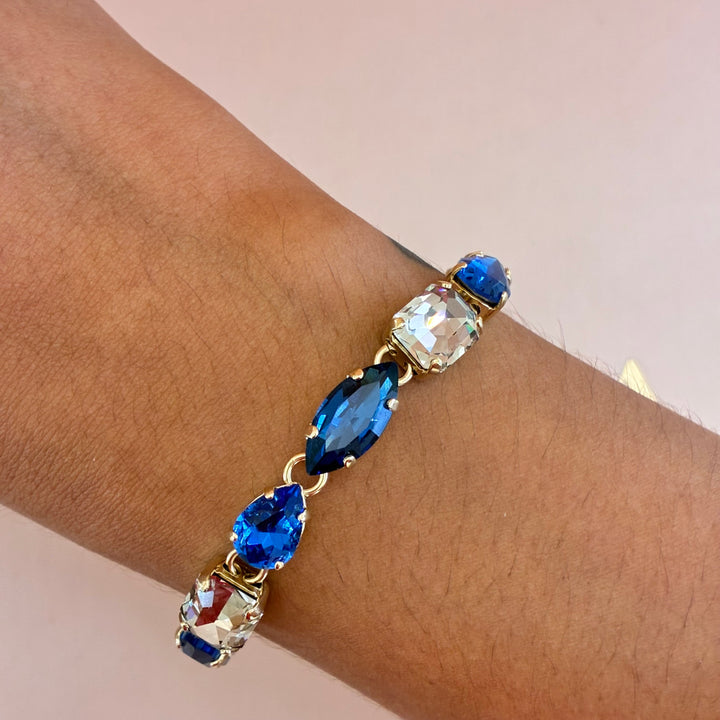 Shade of blue and grey Swarovski crystals set