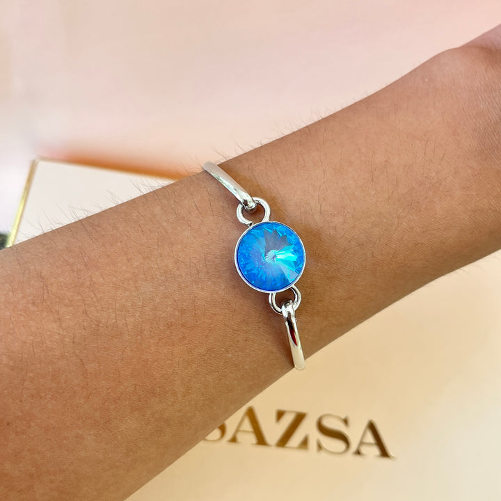 Intense light blue Swarovski crystals pendant, bracelet & ring