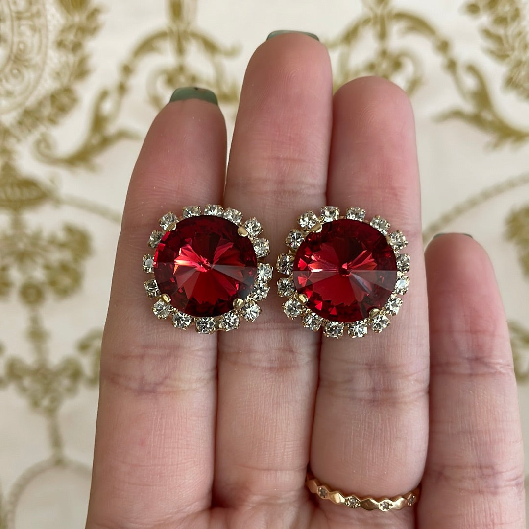 Red Swarovski Crystals studs