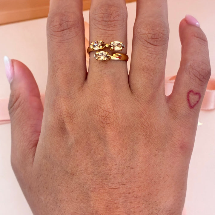 Bronze marquise Swarovski crystals ring