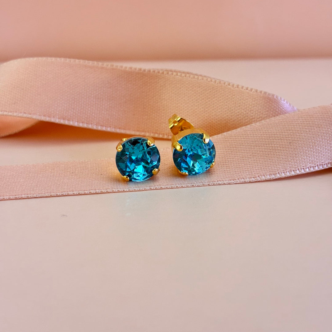 Royal blue Swarovski crystals gold plated set