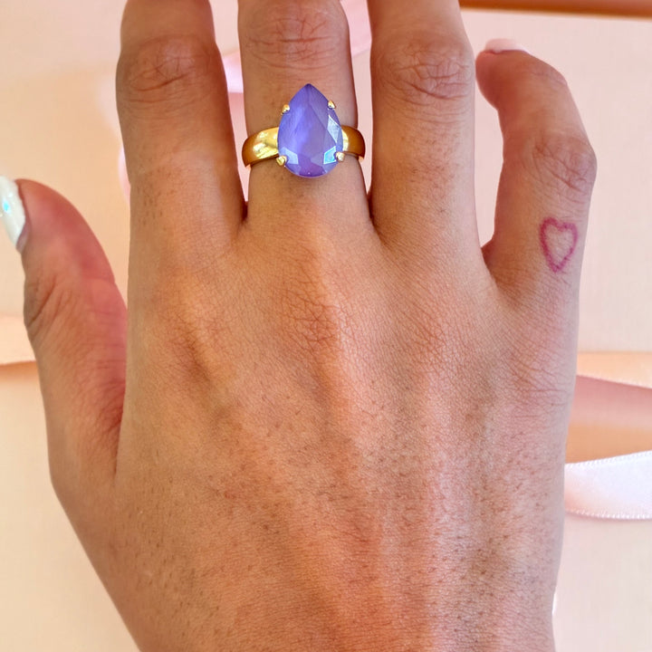 Mix shapes of lilac Swarovski crystals gold plated set