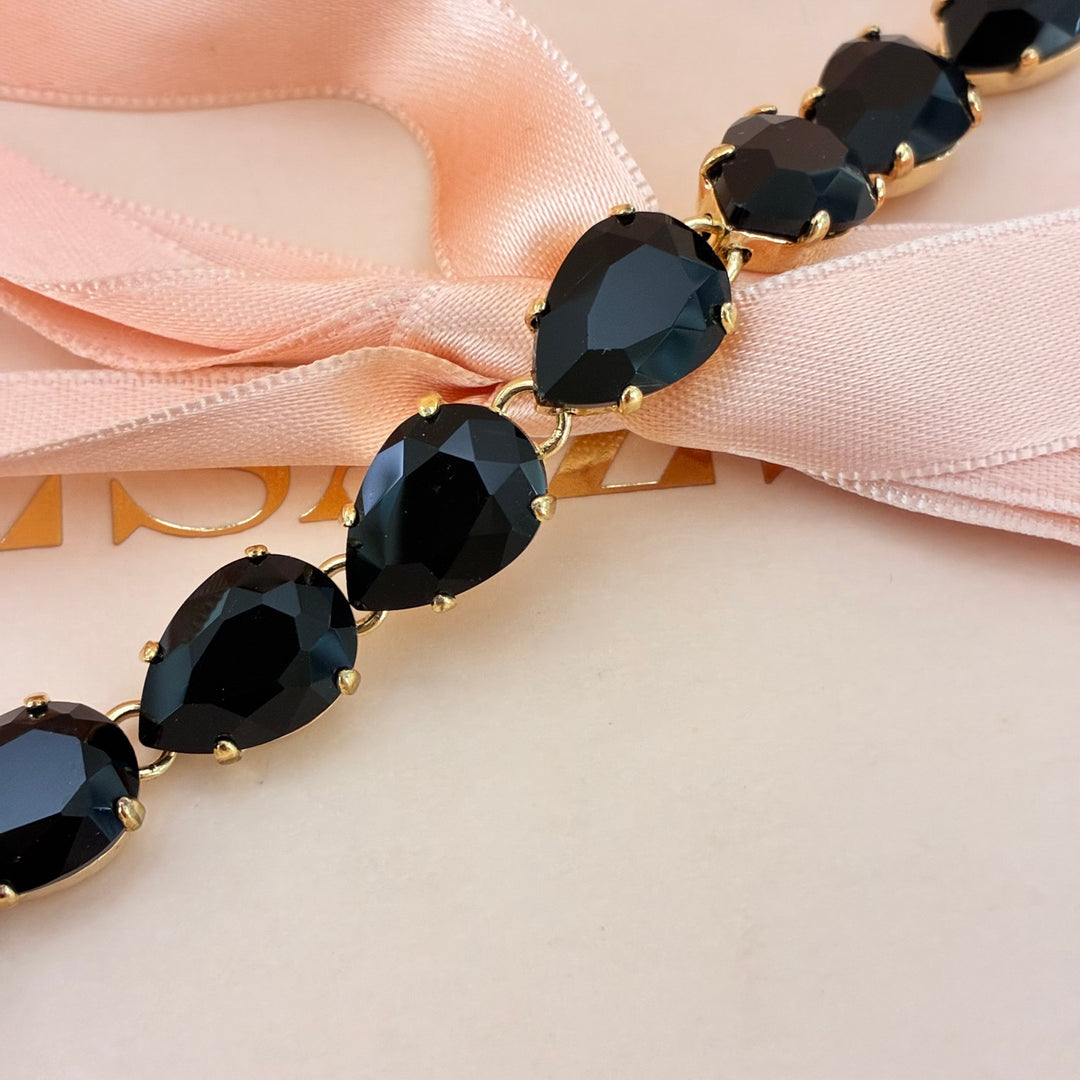 Teardrop Black Swarovski crystals bracelet