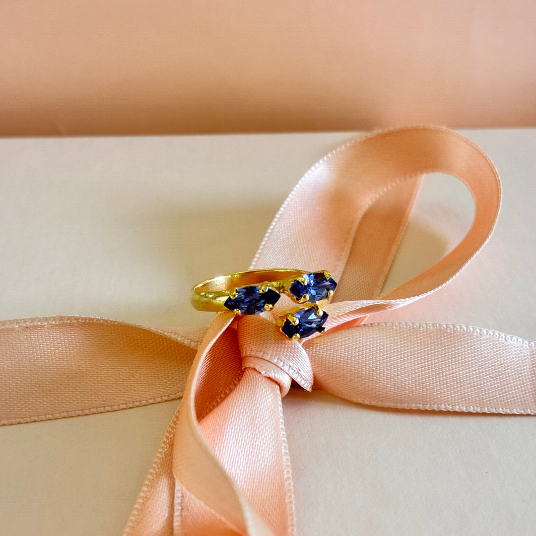 Purple marquise Swarovski crystals ring