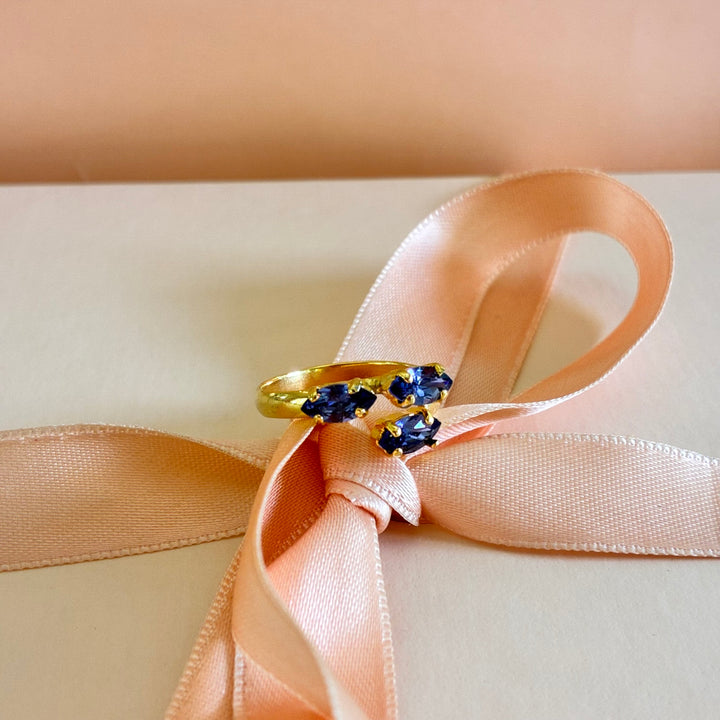 Purple marquise Swarovski crystals ring