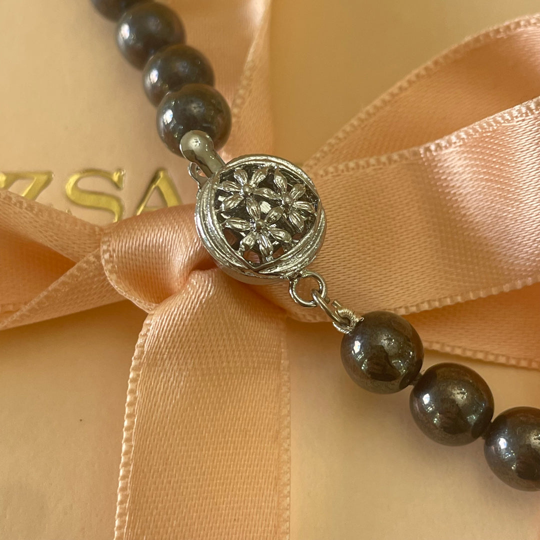 Dark grey Mallorca pearls necklace