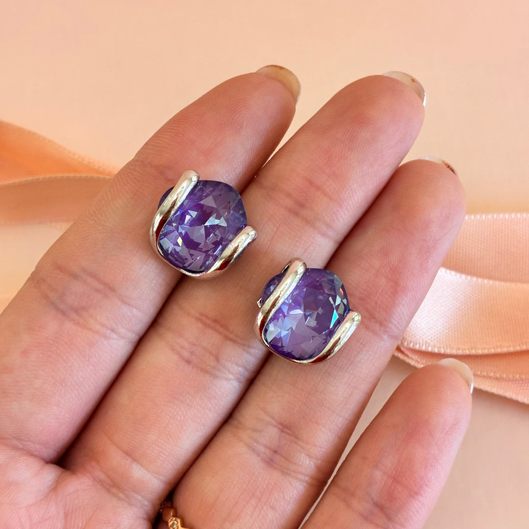 Murano purple pendant silver set