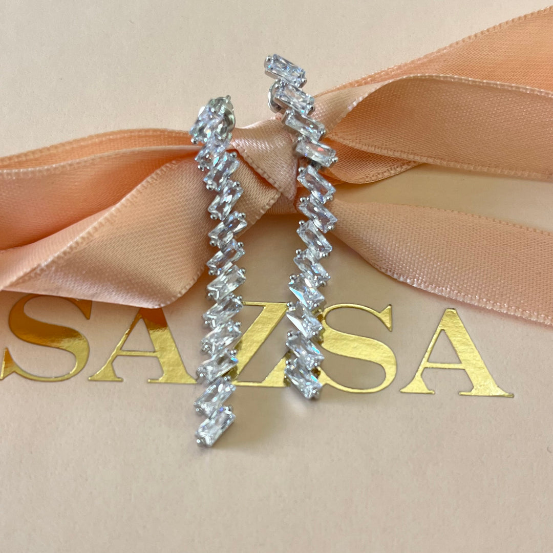 Baguette silver zircone set