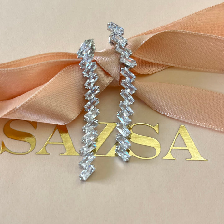 Baguette silver zircone set