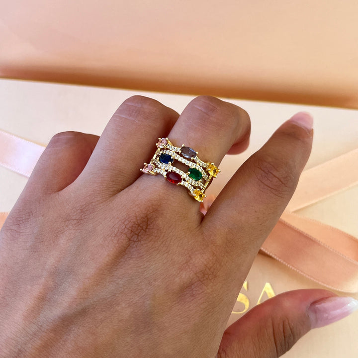Multicolour zircone ring