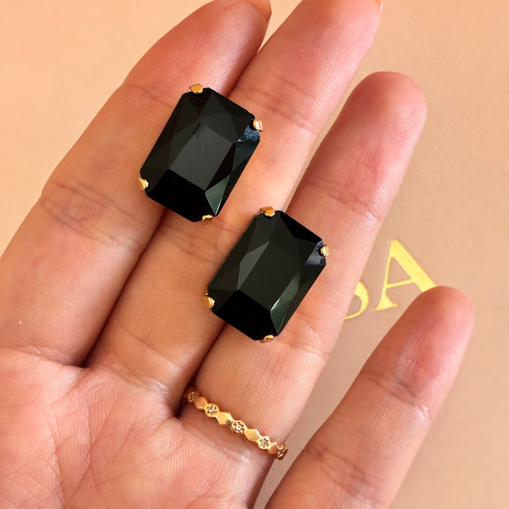 Black rectangular Preciosa crystals set