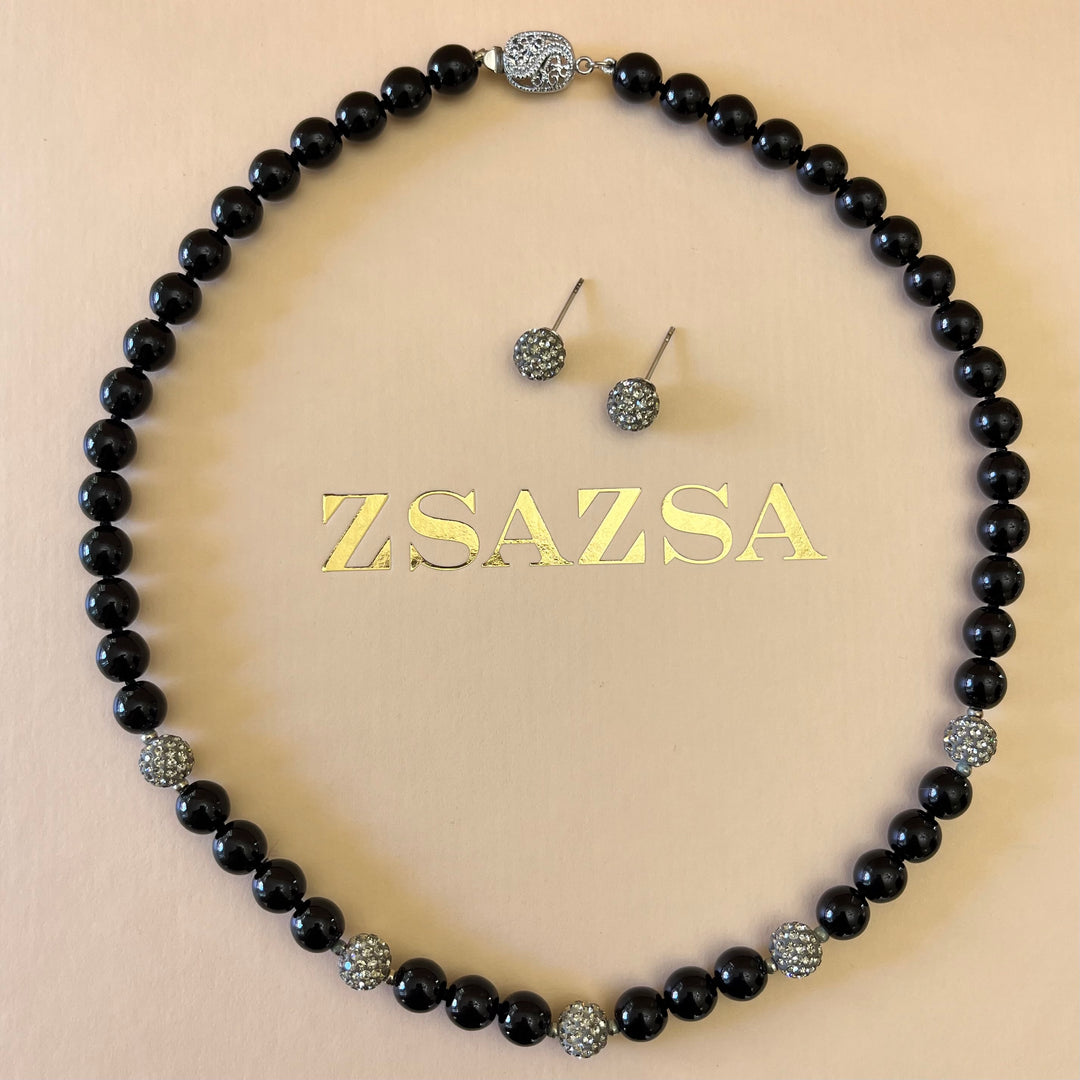 Black Mallorca silver Pearls set