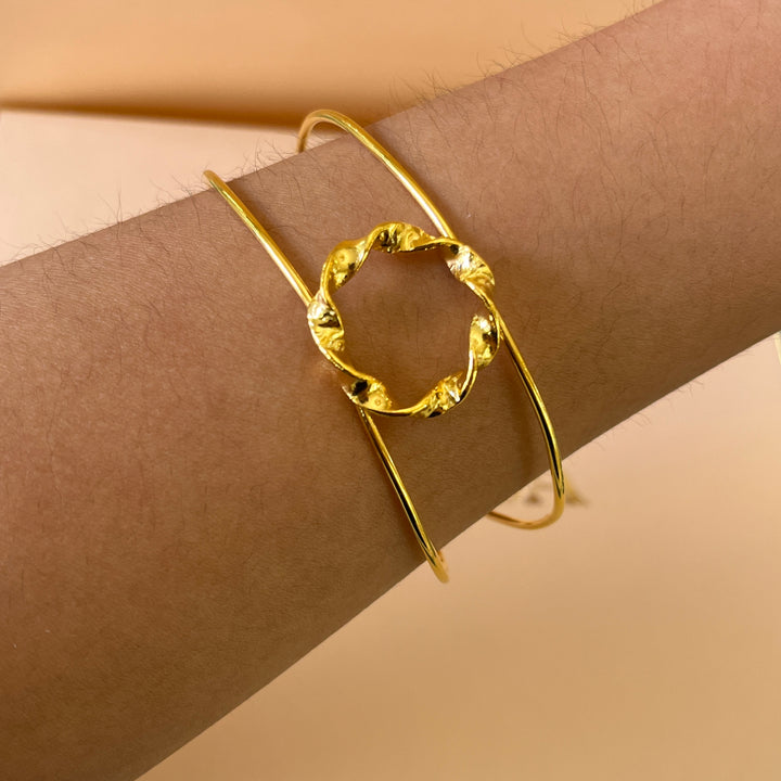 Twisted circle gold handmade set