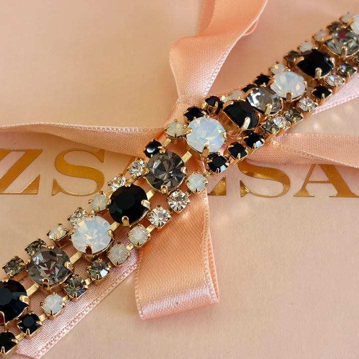 Black, white and grey preciosa crystals bracelet