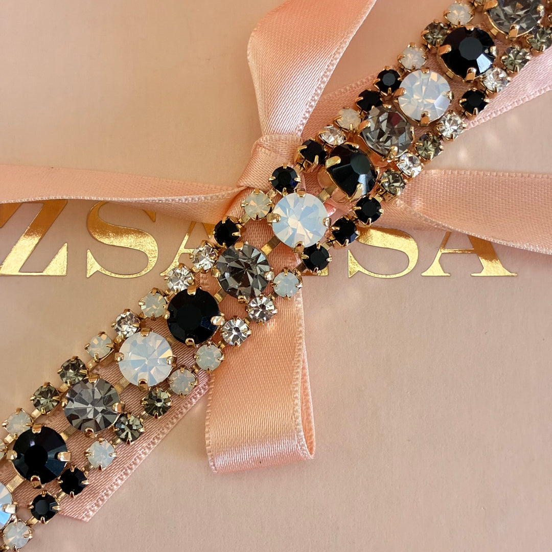 Black, white and grey preciosa crystals bracelet