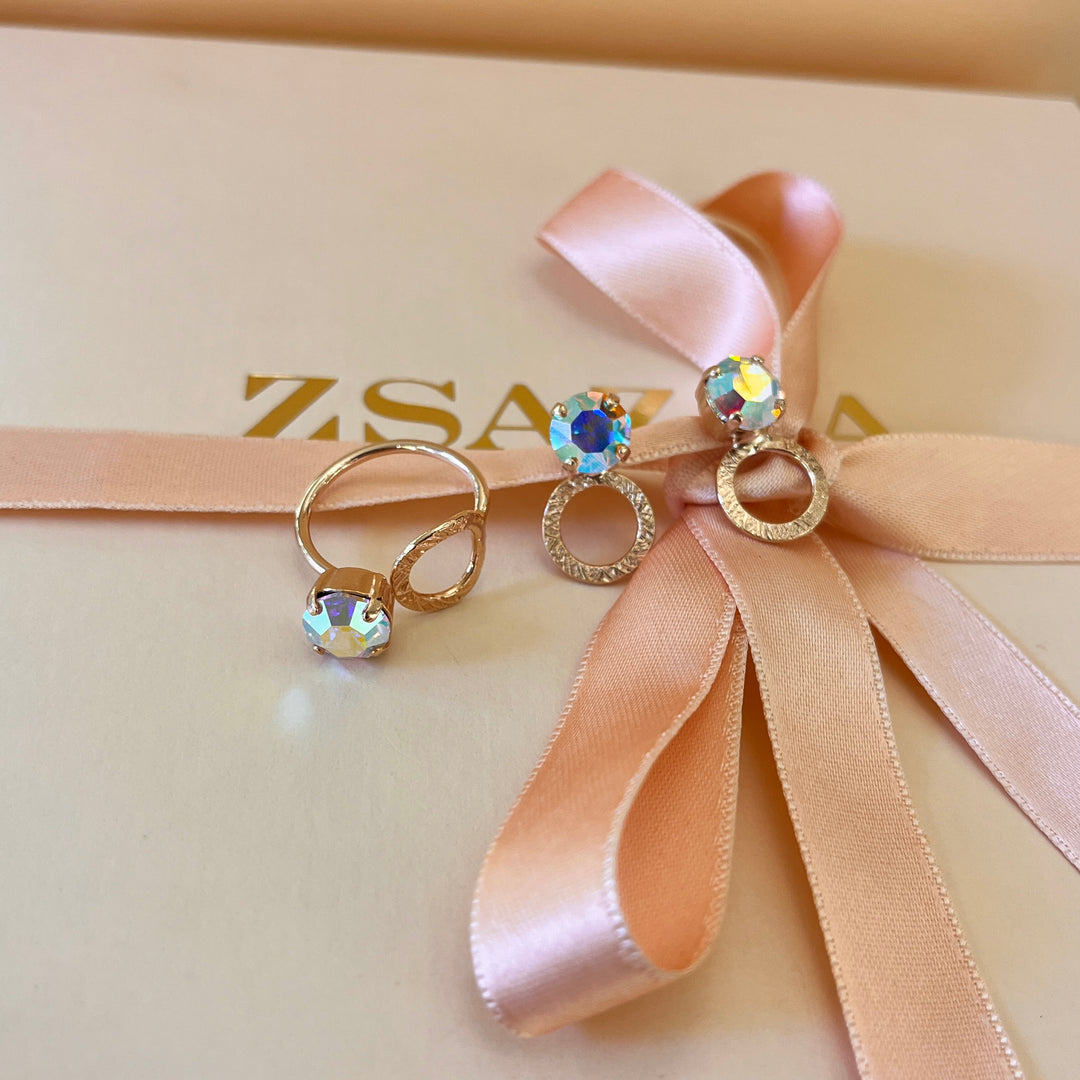 Aurora borealis handmade studs and ring