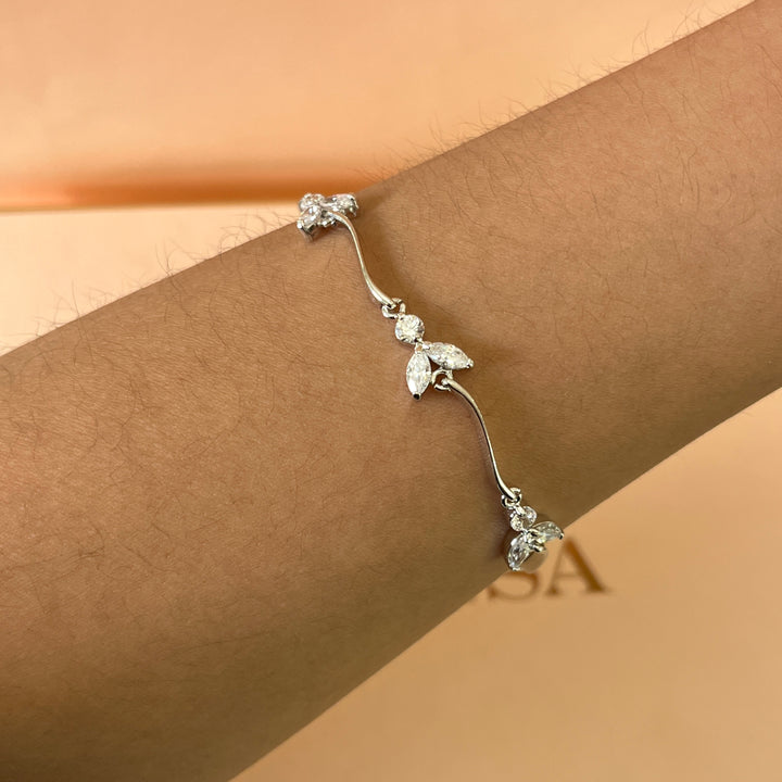 Silver zircone marquise set