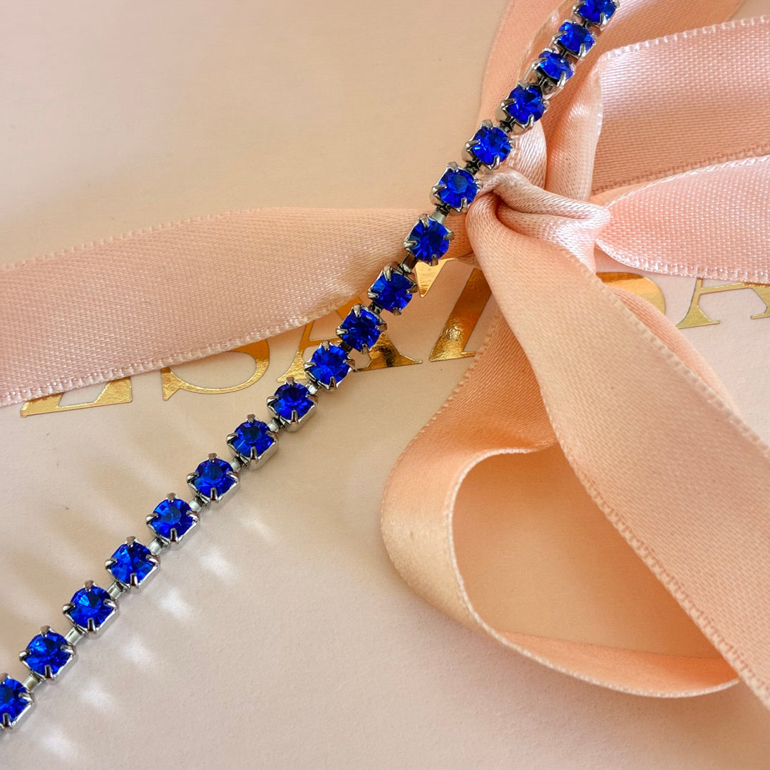 Royal blue Swarovski crystals silver bracelet