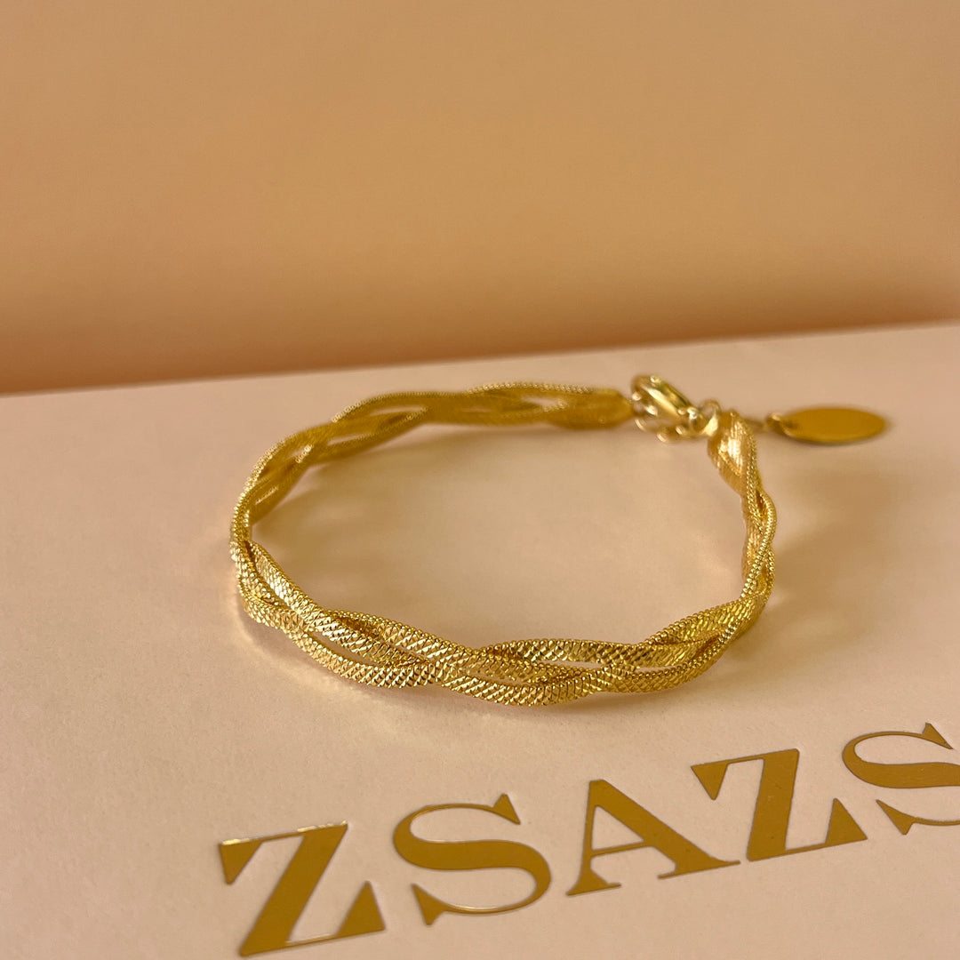 Twisted gold handmade necklace & bracelet