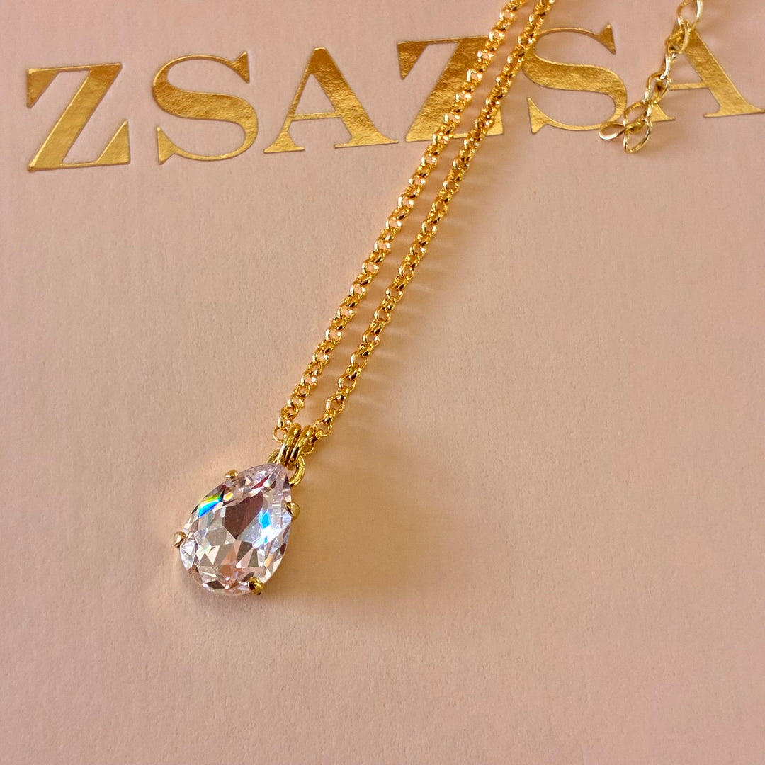 Mix of shape light pink Swarovski crystals gold plated set