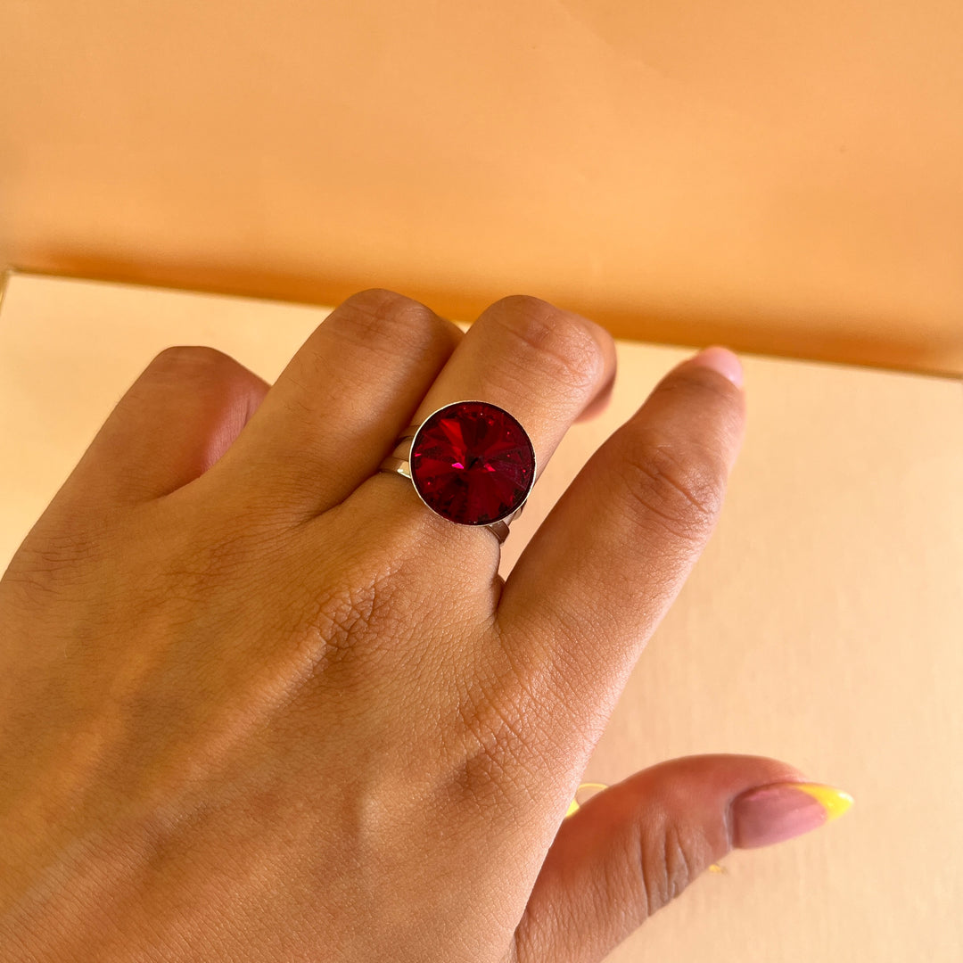 Dark red Swarovski crystals bracelet and ring